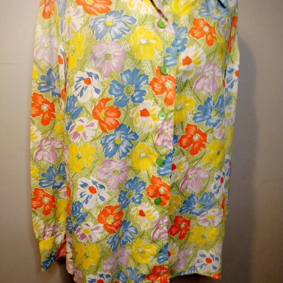 60s 70s Handmade Vintage Button Down Retro Floral… - image 4