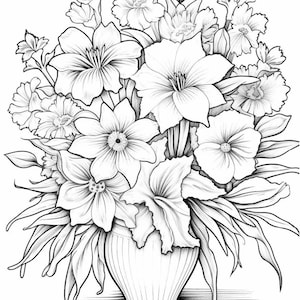 Flower Coloring, Adult Coloring, Flower Coloring Page, Adult Coloring Pages, , Floral Coloring Pages, Floral Arrangement Coloring Pages