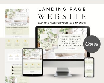 Landing Page Website Template Canva INSTANT DOWNLOAD Sales Page Lead Magnet - IN001