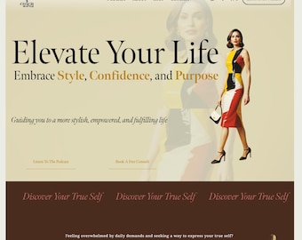 Digital Squarespace Template – Custom Life Coach Editable Website Podcast Blog Pdf