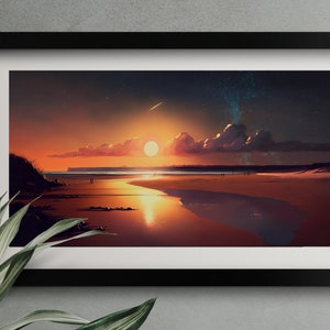 Sunset in space, starry sunset on Mars digital print
