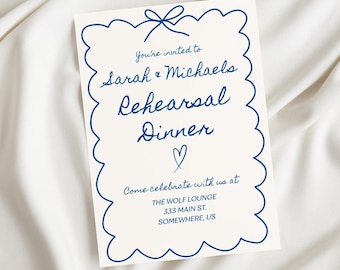 Rehearsal Dinner Card Canva Template Something Blue Coquette Bow Rehearsal Dinner Canva Template Editable Wedding Rehearsal Dinner Invite