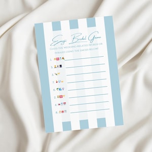 Coastal Bridal Emoji Game Bridal Shower Printable Fun Bridal Party Emoji Game Coastal Bridal Shower Games Canva Template Editable Emoji Game