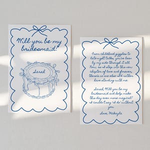Bridesmaid Proposal Card Will You Be My Bridesmaid Card Coquette Bow Blue Bridesmaid Proposal Canva Template Printable Bridesmaid Card