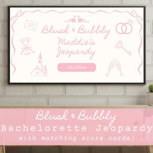 Bachelorette Jeopardy Game Template Blush and Bubbly Pink Bridal Party Jeopardy PowerPoint Game Template Bachelorette Party Canva Template