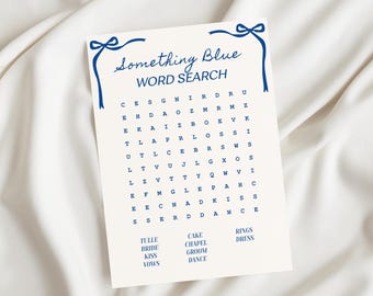 Bridal Shower Word Search Game Printable Template Something Blue Word Search Bridal Party Game Card Bridal Shower Word Search Canva Template