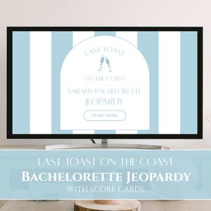 Bachelorette Jeopardy Game Template Last Toast on the Coast Bridal Party Jeopardy PowerPoint Game Template Bachelorette Party Canva Template