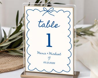 Wedding Table Number Template Something Blue Table Number Editable Canva Template Bridal Shower Table Sign Printable Wedding Table Numbers