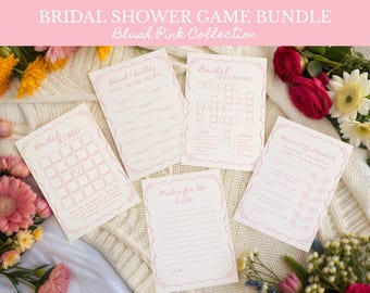 Pink Blush Bridal Shower Game Bundle Blush Pink Bridal Games Canva Template Blush Pink Engagement Games Editable Pink Bridal Printable Games