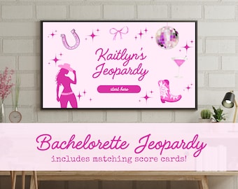 Bachelorette Jeopardy Game Template Disco Cowgirl Bridal Party Jeopardy PowerPoint Game Template Bachelorette Party Canva Game Template