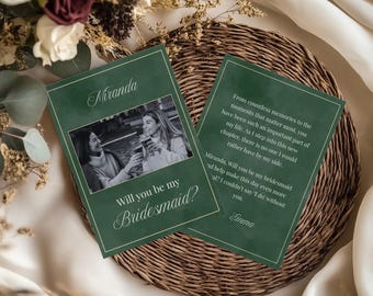 Bridesmaid Proposal Card Will You Be My Bridesmaid Photo Card Luxury Old Money Bridesmaid Proposal Canva Template Printable Bridesmaid Card