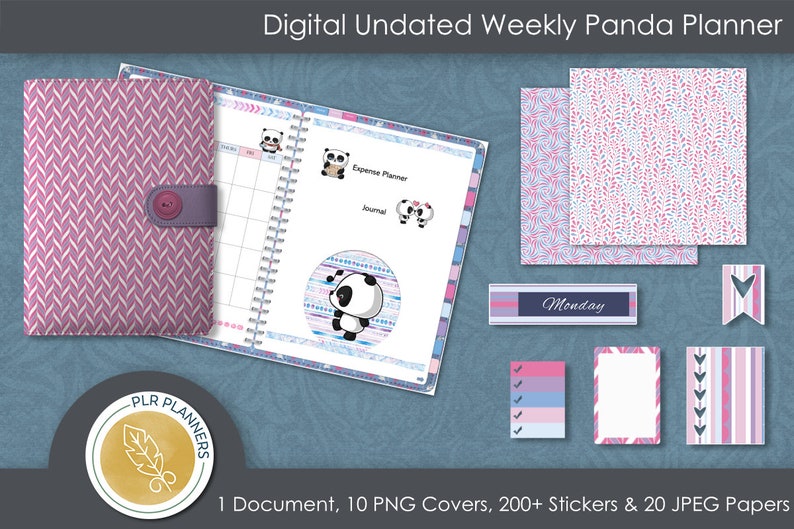 Digital Undated Weekly Panda Planner Digital Undated Weekly Panda