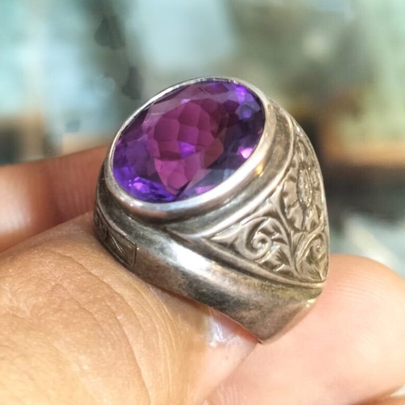 Beautiful Amethyst Stone Ring Big Amethyst Ring Antique Ring Gift ...