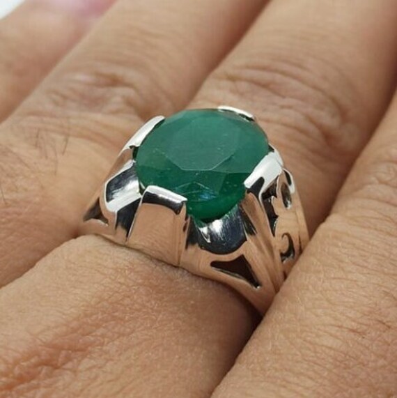 Natural Emerald Ring Genuine Zamurd Stone Christmas Gift