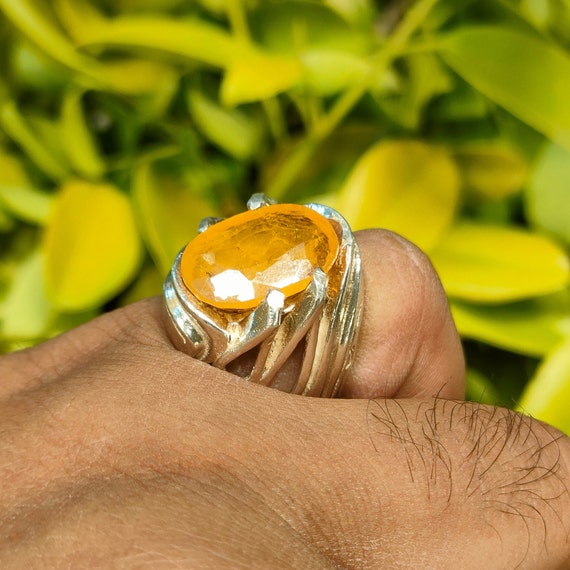Large yellow stone ring best sale