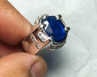 Natural Kashmiri Blue Sapphire Ring | Elegant Sapphire Birthstone | Astrology Sapphire Ring | Sterling Silver 925
