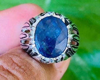 Big Neelam Stein Natürlicher Saphir Stein Ring Original Sapphire Blau Farbe Stein Ring Männer Design Ring Geschenk Ring