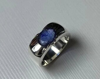 Natürlicher Royal Blue Saphir Stein Ring | Großer Saphir Ring | Klassischer Ring mit blauem Saphir | Sterlingsilber 925