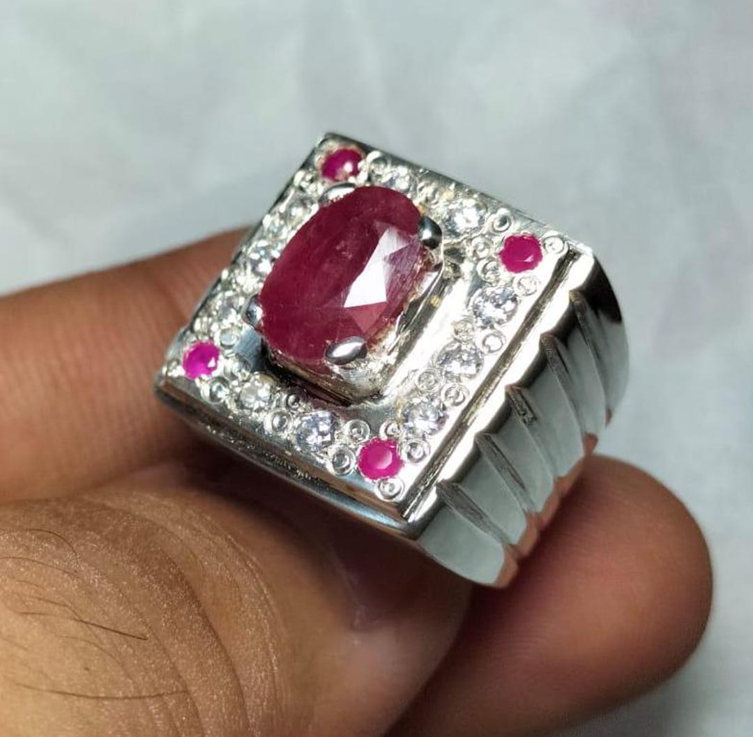 Natural Ruby Ring - Shiny Afghanistan Ruby - Engraved Ring - Natural ...