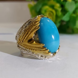 Natuurlijke Hussaini Nishapuri Feroza Ring Gouden Ringen Gegraveerde Ringen Turquoise Ringen Zilveren Sterling 925 Topkwaliteit Ring