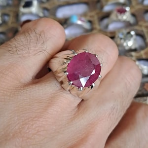 Real Afghanistan Ruby Ring - Natural Oval Ruby - Big Red Ruby Ring - Handmade Ruby Ring - Sterling Silver 925