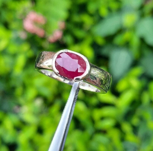 Burmese Ruby L Real Ruby Ring - Rare Find 3 Ct Ruby Ring - Sterling ...