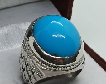 Mooie turquoise steen grote turquoise ring handgemaakte ring 925 sterling zilveren sieraden cadeau