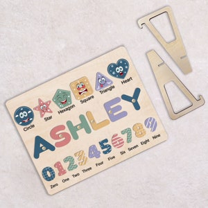 Preschool Puzzle Toys for Kids, Personalized Toddler Puzzle, Name Puzzle With Numbers, Baby Girl and Boy Montessori Toys, Back to School