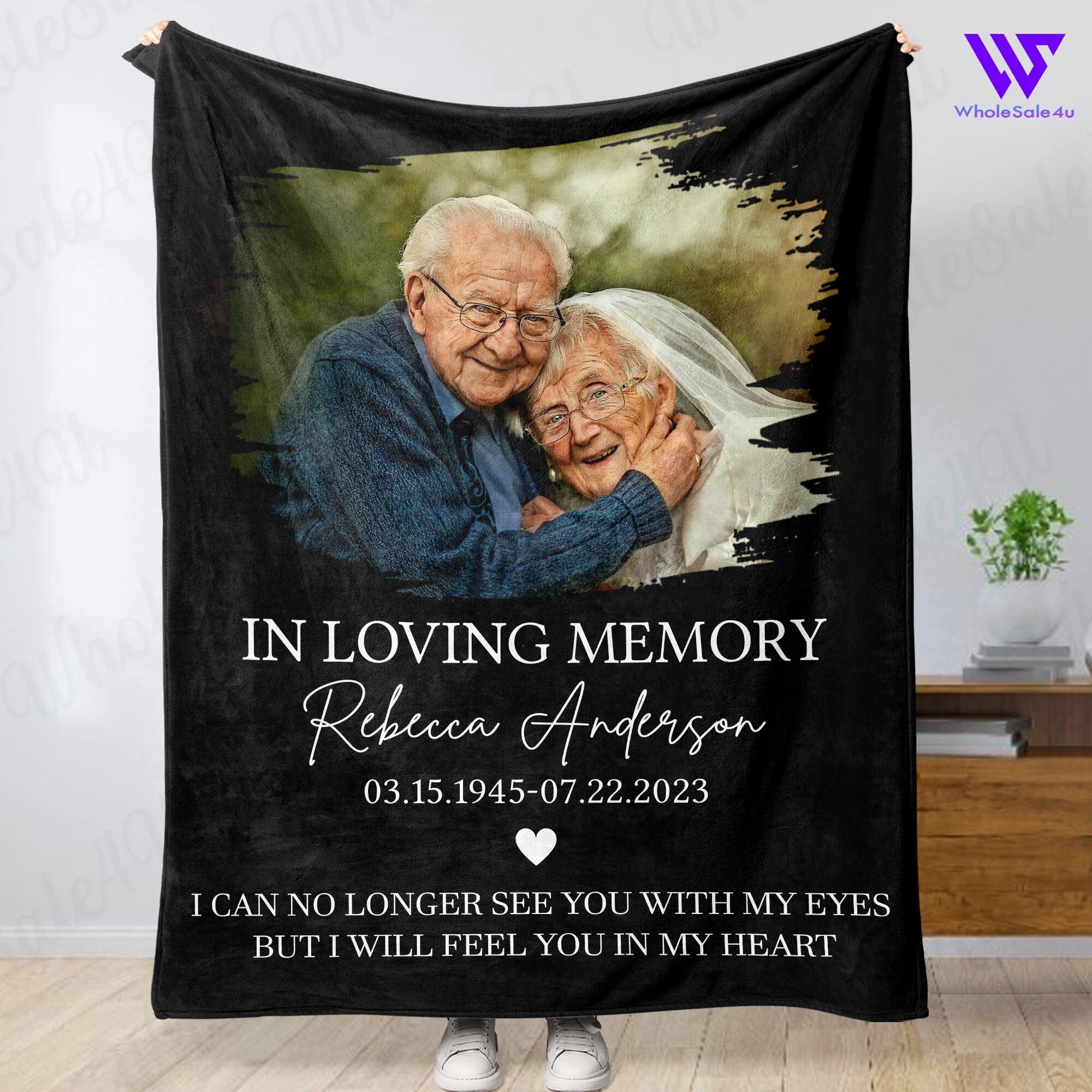 Loss of Grandma Memory Photo Blanket, Personalized Memorial Blankets