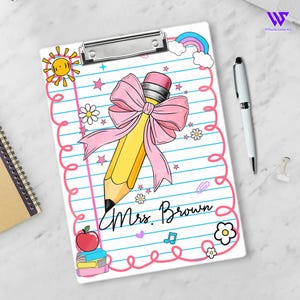 Personalized Teacher Back To School Gift, Custom Pencil Teacher Clipboard, Acrylic Clipboard With Teacher Name, Teacher Appreciation Gift