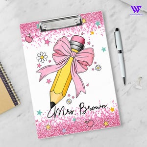 Personalized Teacher Back To School Gift, Custom Pencil Teacher Clipboard, Teacher Appreciation Gift, Acrylic Clipboard With Teacher Name