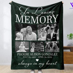In loving memory photo blanket loss of mother, wife, husband - Memorial blanket with pictures - Personalized sympathy blanket for Xmas gift