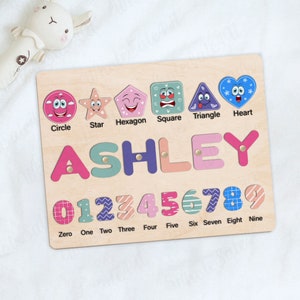 Personalized Toddler Name Puzzle, Puzzle With Numbers, Baby Girl and Boy Montessori Toys, Preschool Puzzle Toys for Girls, 1st Birthday Gift