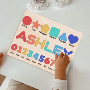 Personalized Toddler Puzzle, Name Puzzle With Numbers, Baby Girl and Boy Montessori Toys, Preschool Puzzle Toys for Kids, Baby Shower Gift