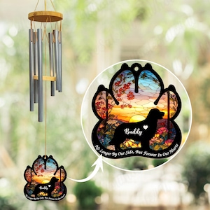 Personalized Dog Memorial Wind Chime, Custom Golden Retriever Dog Sympathy Wind Chime, Pet Memorial Suncatcher, Loss of Dog Gift Hanging