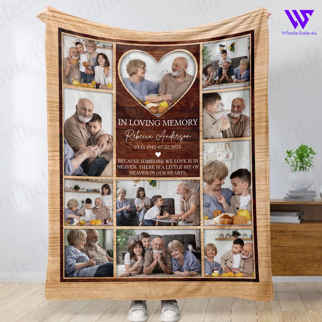 Personalized Memorial Blankets, Loss of Grandma Memory Photo Blanket