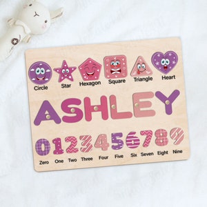 Personalized Puzzle, Name Puzzle With Numbers, Baby Girl and Boy Montessori Toys, Preschool Puzzle Toys for Kids, Baby Shower Gift