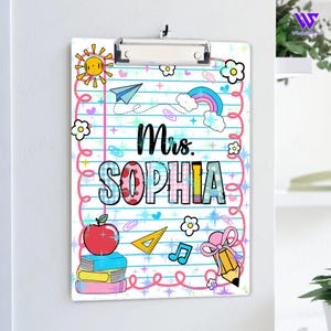 Personalized Teacher Clipboard, Teacher Appreciation Gift, Acrylic Clipboard With Teacher Name, Back To School Teacher School Supplies