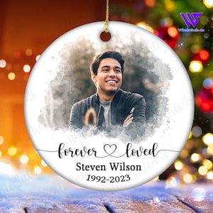 Personalized memorial ornament loss of brother, In memory Christmas ornament with photo, Forever loved grief ornament, Bereavement ornament