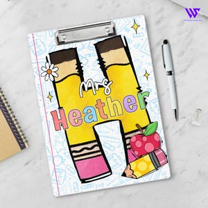 Teacher Appreciation Gift, Personalized Teacher Clipboard, Pencil Teacher Name Acrylic Clipboard, Back To School Gift, Classroom Must Have