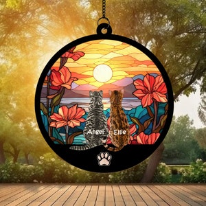 Personalized Pet Memorial Suncatcher, Custom Cat Memorial Suncatcher, Loss of Pet Sympathy Gift, Memorial Gift For Cat Lovers, Cat Loss Gift