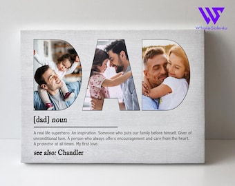 Gift for dad from daughter for Christmas, Dad birthday gift from kids Dad definition photo Christmas canvas, Dad gift from wife