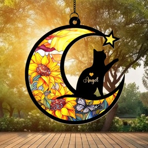 Personalized Pet Memorial Suncatcher, Cat Memorial Suncatcher, Loss of Pet Sympathy Gift, Memorial Gift For Cat Lovers, Cat Loss Gift
