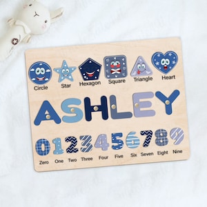 Personalized Puzzle, Custom Name Puzzle With Numbers, Baby Girl and Boy Montessori Toys, Preschool Puzzle Toys for Kids, Baby Shower Gift