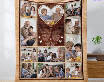 As I sit in heaven sympathy throw blanket, Loss of father memorial blankets with pictures, In loving memory blanket, Grief blanket Xmas gift