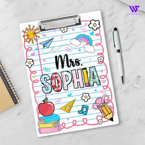 Personalized Teacher Appreciation Gift, Teacher Clipboard, Acrylic Clipboard With Teacher Name, Teacher Paper Clipboard, Back To School Gift