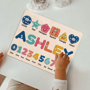 Toddler Name Puzzle, Personalized Puzzle With Numbers, Baby Girl and Boy Montessori Toys, Preschool Puzzle Toys for Girls, 1st Birthday Gift