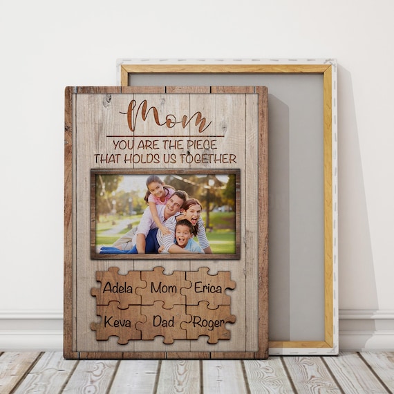 Regalo de Navidad para mamá de hija e hijo Regalos de lienzo fotográfico  personalizados para mamá Mejor regalo de mamá Regalo de cumpleaños de mamá  de niños Regalo de Navidad 