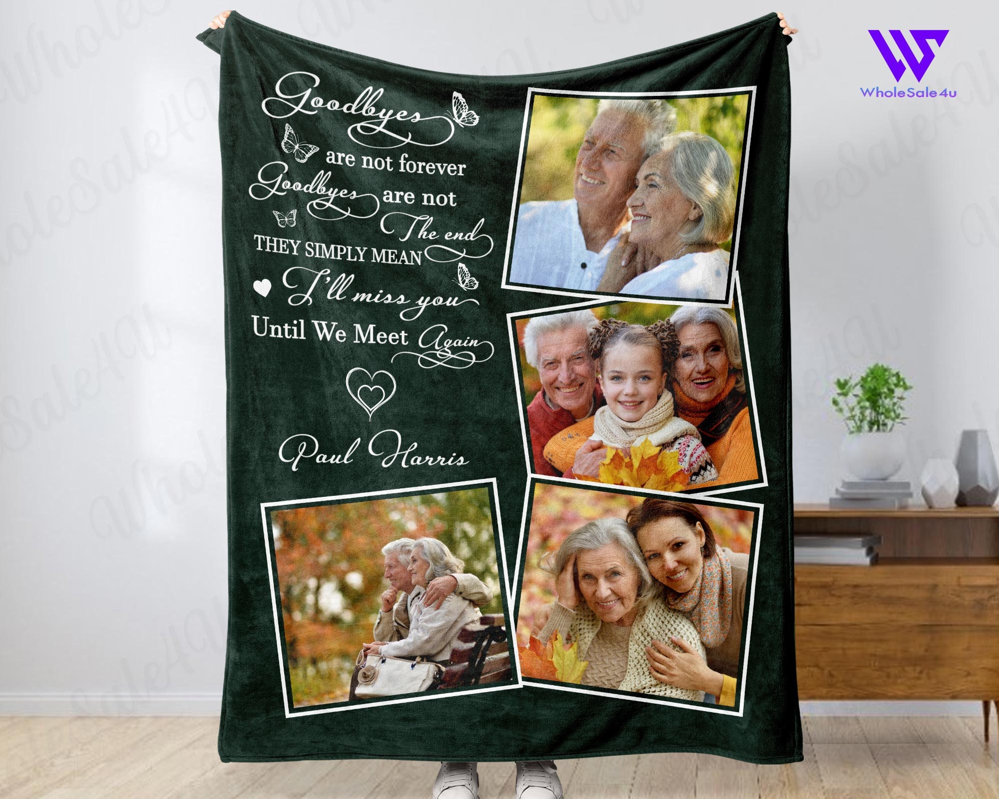 Loss of dad, husband memorial blankets with pictures - In loving memory photo blanket - Remembrance blanket Xmas gift - Grief blanket gift