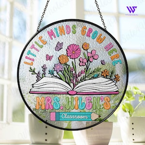 Personalized Teacher Stained Glass Suncatcher, Teacher Appreciation Gift From Student, Back to School Gift for Teacher, Classroom Decor